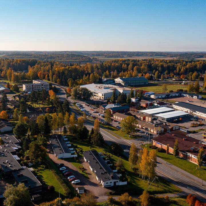 Valokuva: Ilmakuva Siuntion keskustasta